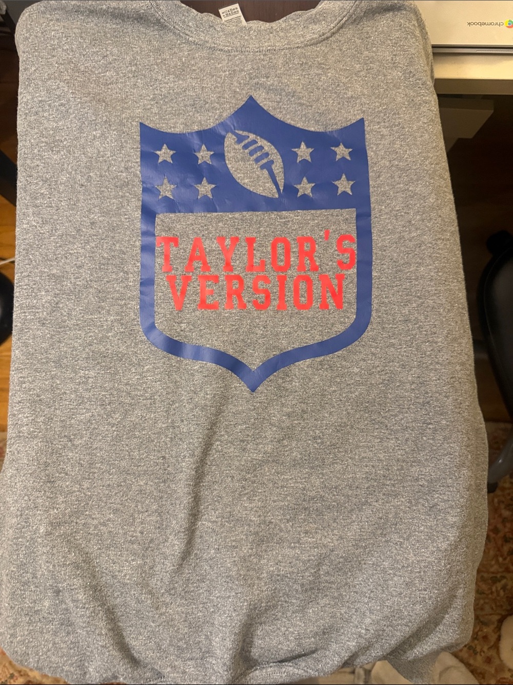 Taylor's Version Grey Unisex Sweatshirt with Blue & Red Shield Graphic